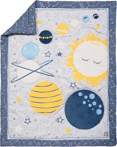 Miniatura 2 de Trend Lab Juego de ropa de cama Galaxy de 3 piezas para cuna, se puede utilizar como una manta o como tapete de juego para el tiempo boca abajo,