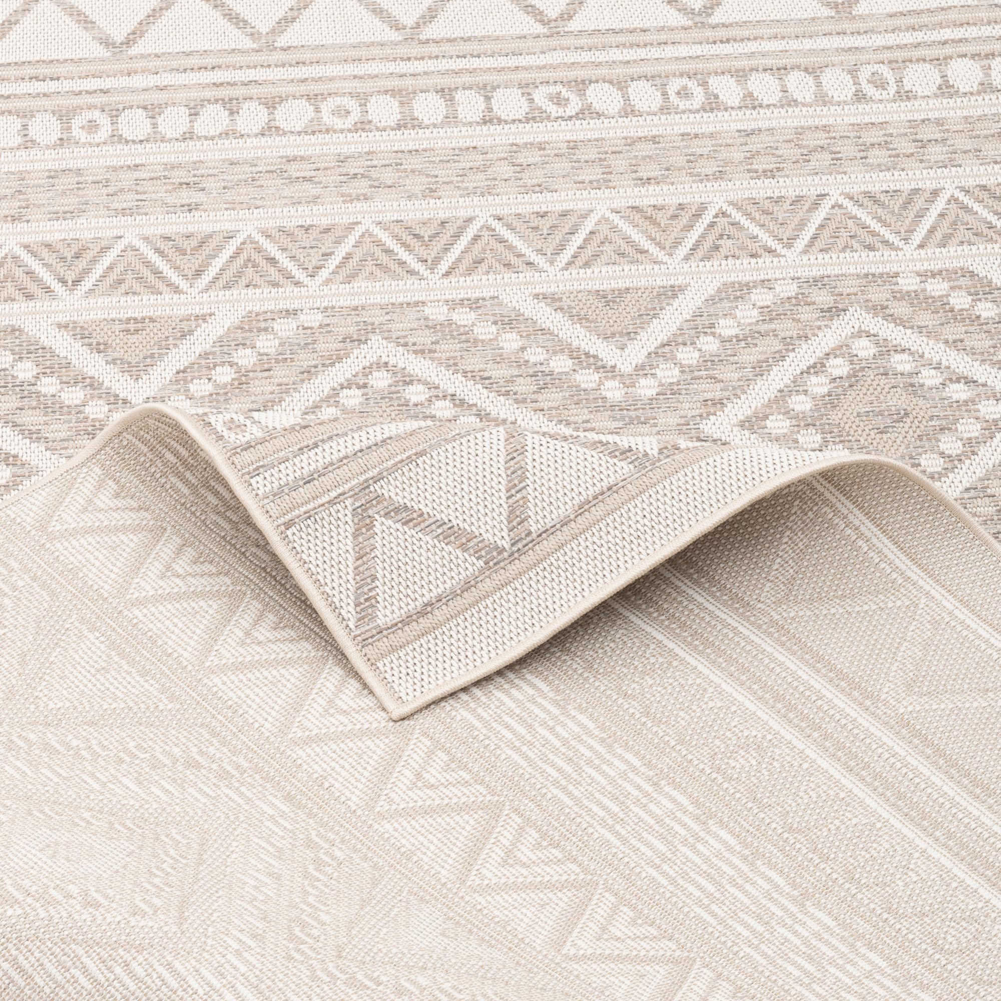 Pergamon Ottawa - Tapis Plat tissé intérieur/extérieur - Ethno Beige - 5 Tailles