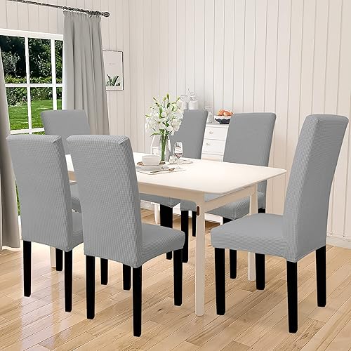 Miniatura 2 de Easy-Going Juego de 8 fundas 100% impermeables para sillas de comedor, diseño jacquard elástico, extraíble y lavable, protector de silla para el