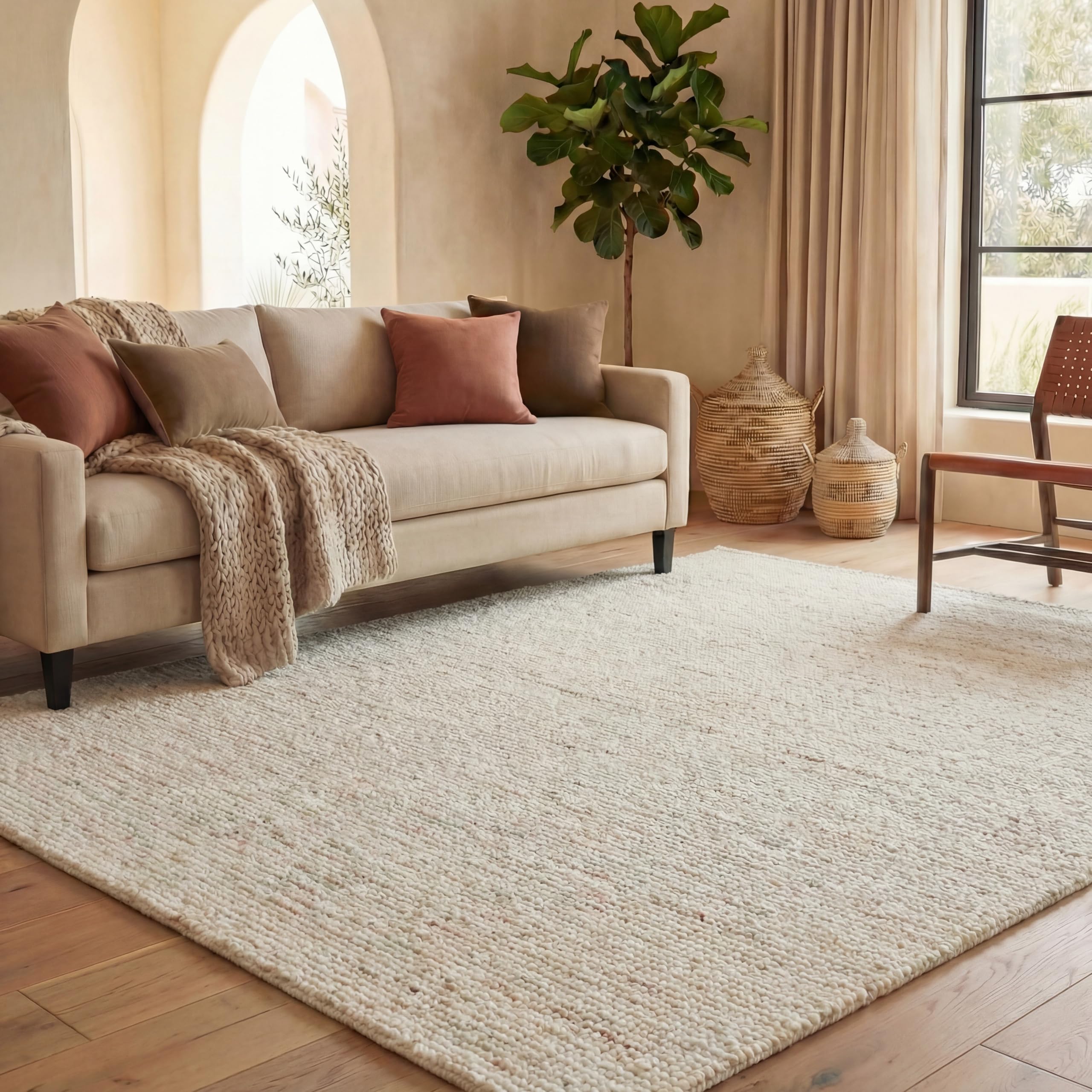 SAFAVIEH Abstract Handmade Wool Area Rug in Ivory and Brown