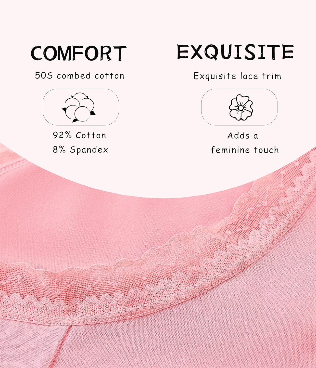 ANLIQI Cotton Underwear for Women Lace Trim Hipster Panties Soft & Cute Breathable Bikini Briefs Undies with Bow Multipack - Image 3