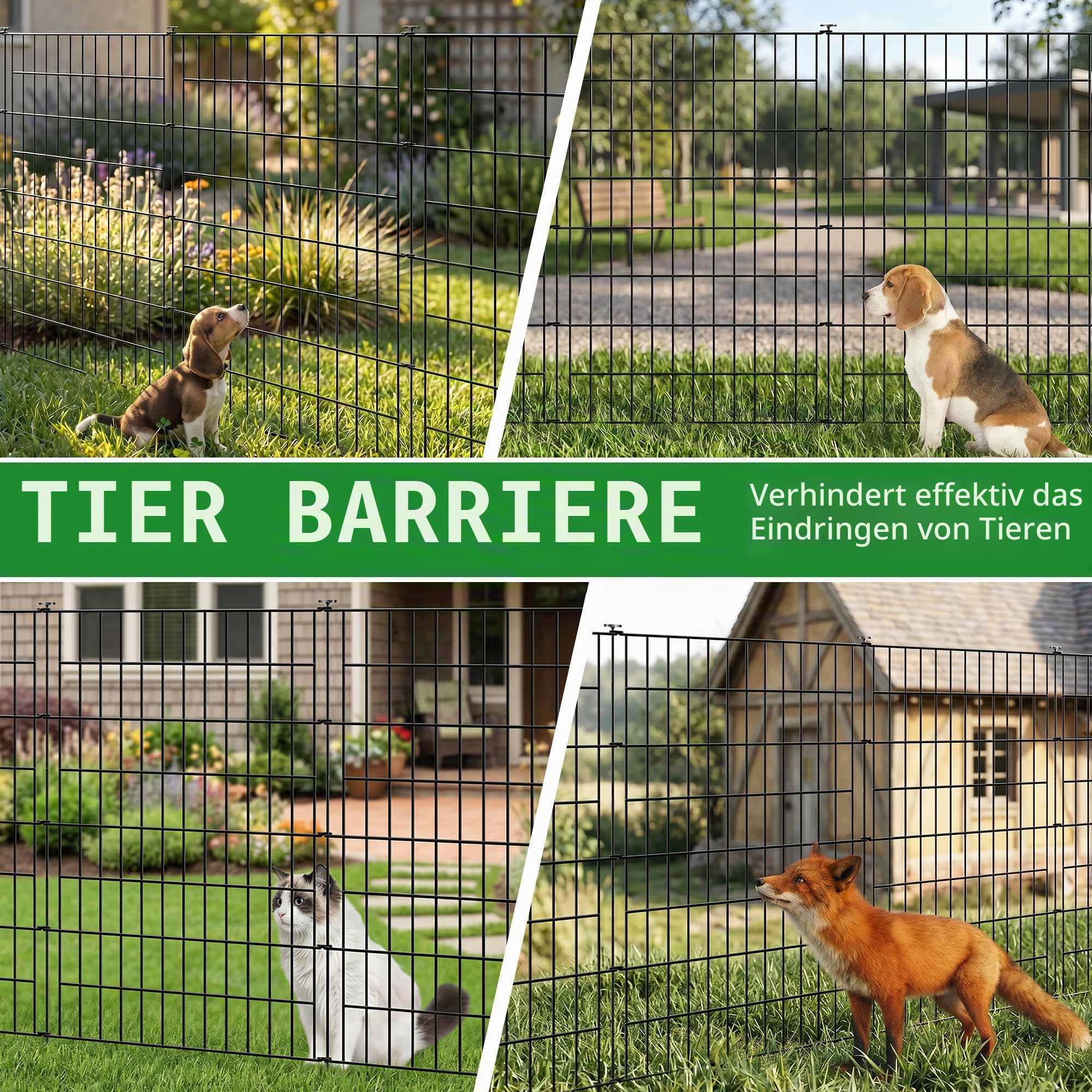 Thealyn Gartenzaun, 5 Paneele, rostfreies Metall, für Hunde, Haustiere, Tierbarriere, Gartenzaun, Bordüre für Hof, Terrasse, Blumenbeet, 101 cm H x 71 cm B (5 Paneele, Länge 3,5 m)