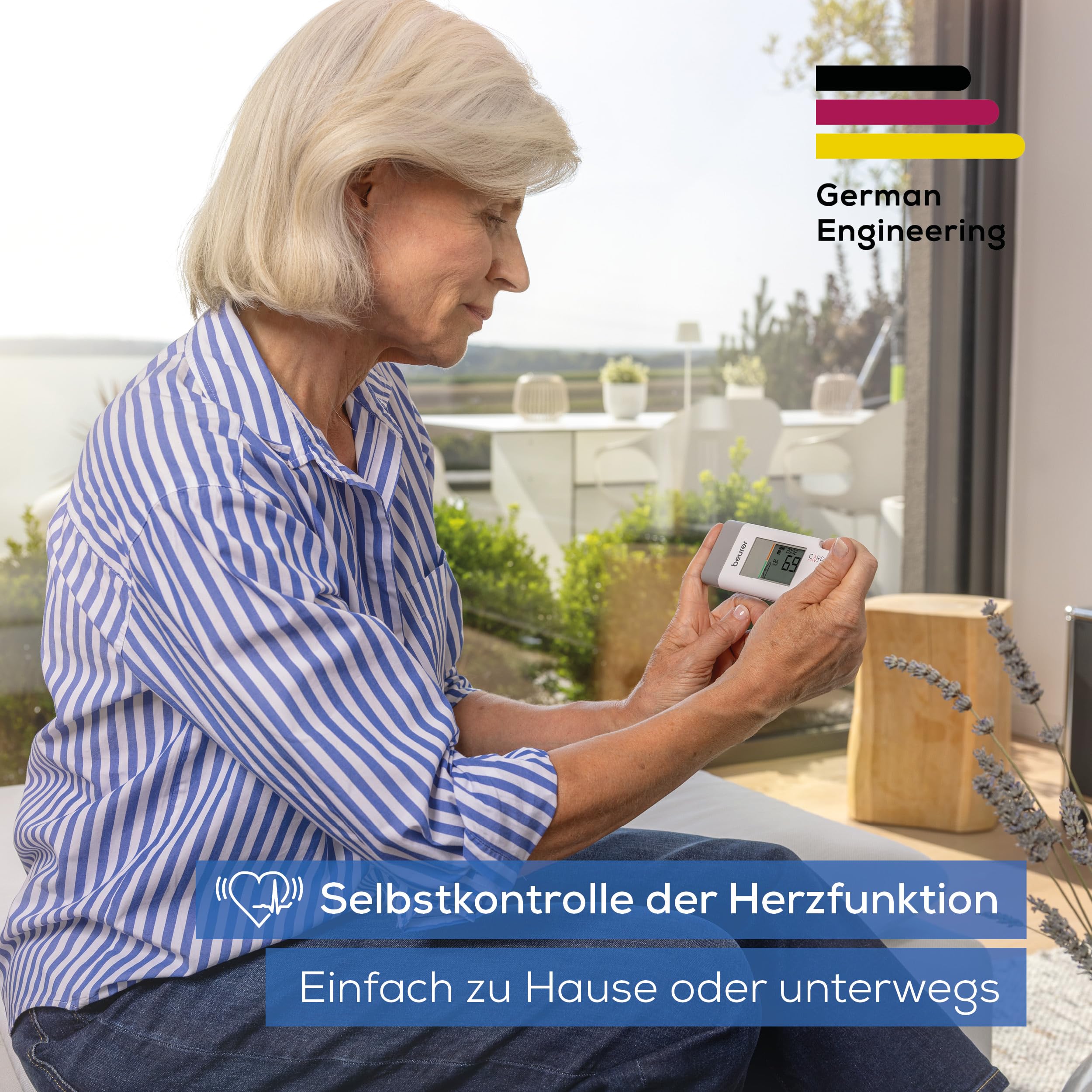 Beurer ME 95 Mobiles EKG, 1-Kanal EKG zur Aufzeichnung des Herzrhythmus, EKG Gerät für Zuhause, erkennt Vorhofflimmern, mit Akku, Herzfrequenzmonitor mit App, Datenübertragung zu Apple Health und co