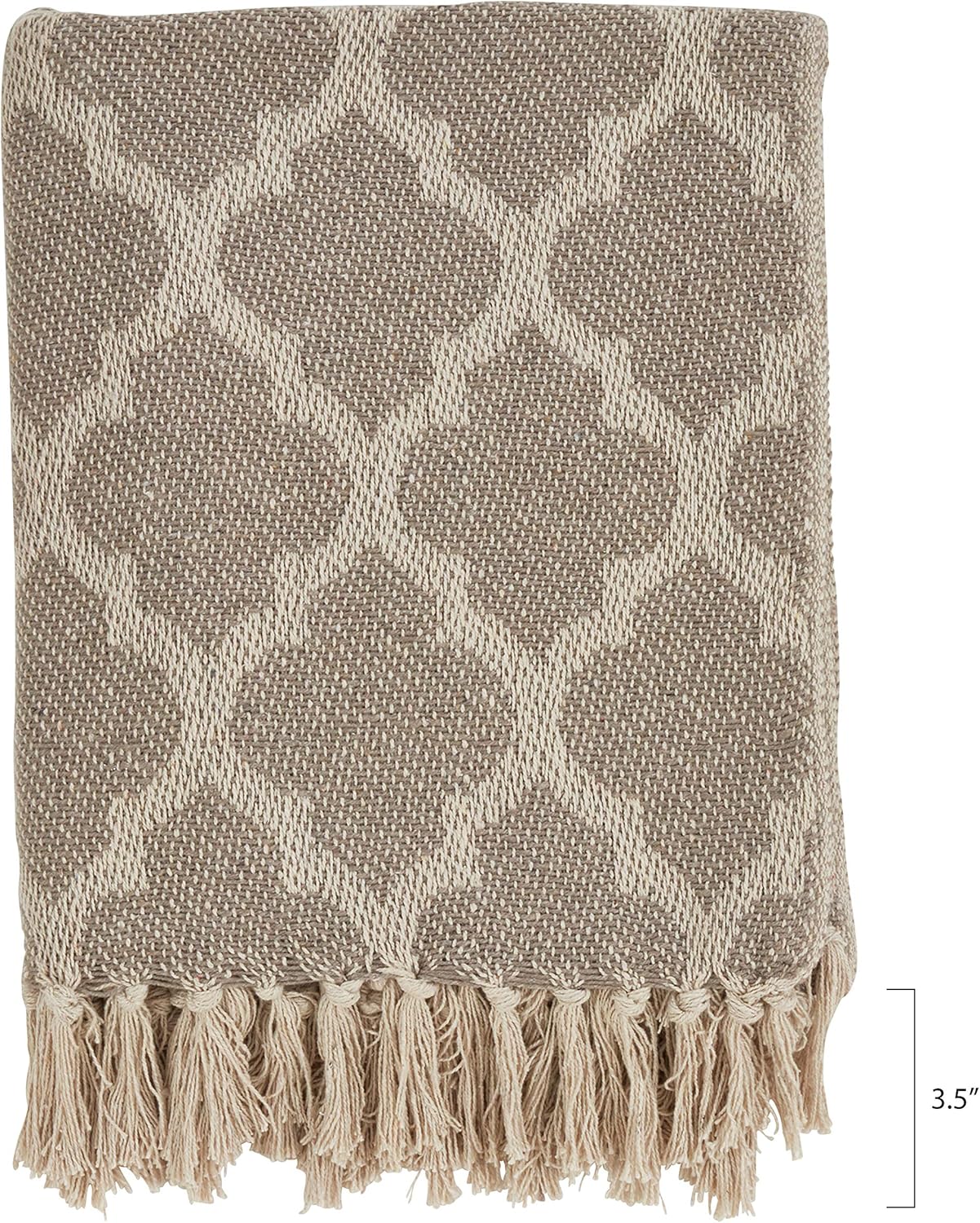 SARO LIFESTYLE Sevan Collection Moroccan Tile Cotton Throw, 50" x 60", Grey