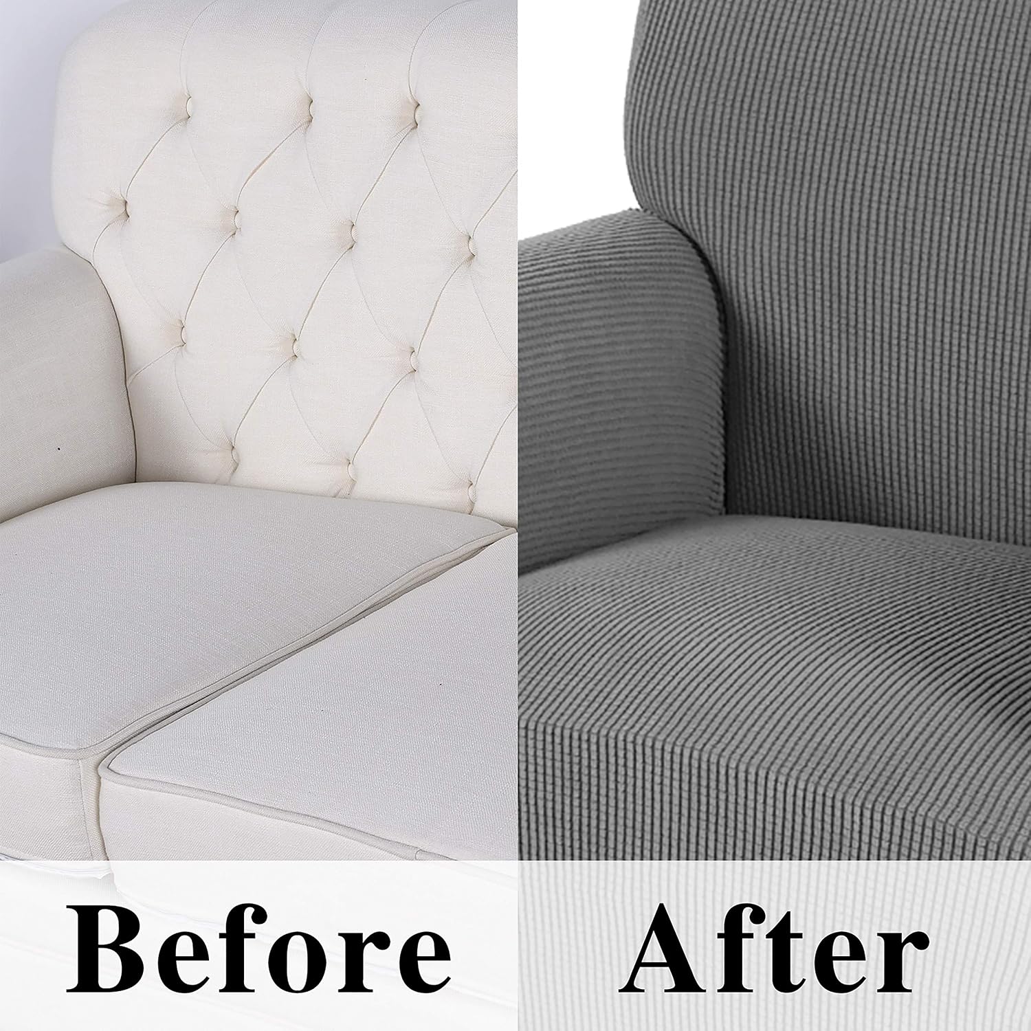 Obstal Stretch Spandex Oversized Sofa Cover, 4 Seat Couch Covers for Living Room, Non Slip Sofa Slipcover with Elastic Bottom, Sofa Couch Coverings Furniture Protector for Dogs, Cats, Pets, and Kids