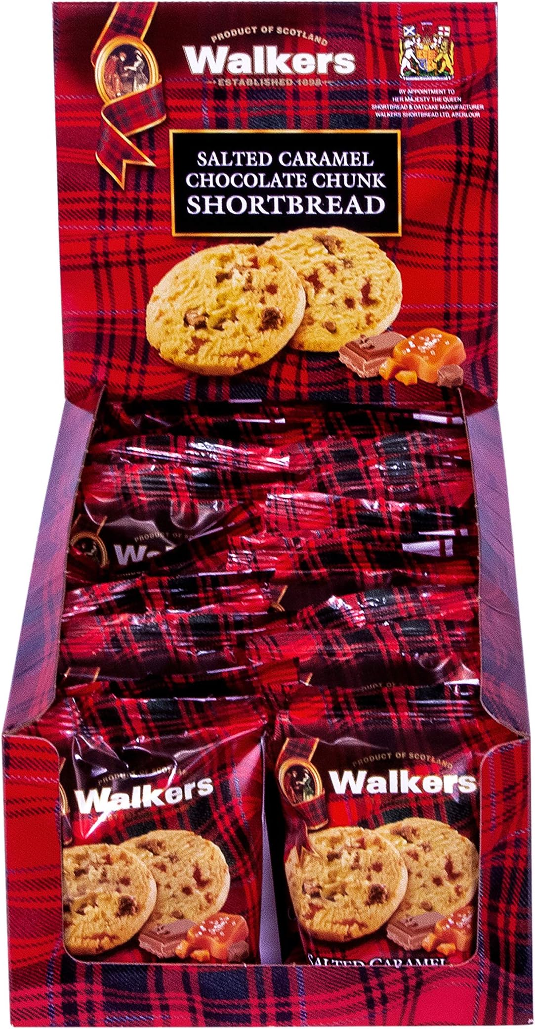 Walker's Shortbread Salted Caramel Chocolate Chunk Cookies 2 Count, Pure Butter Shortbread Cookies, 1.2 Oz Snack Packs (Pack of 20)