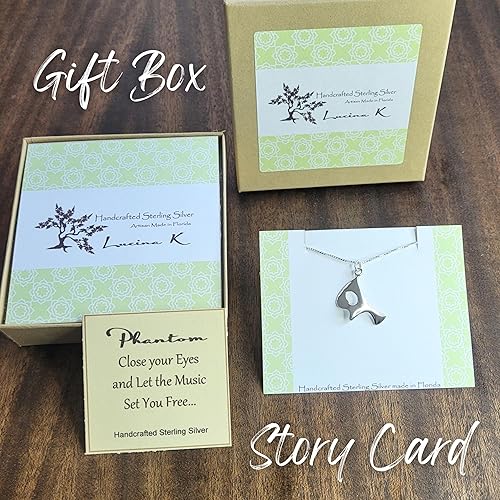 Miniatura 5 de Phantom of the Opera inspired Sterling Silver Necklace - Gift Boxed with Story Card for Cast or Fan of Musical Theater - Made in USA - 18" Chain