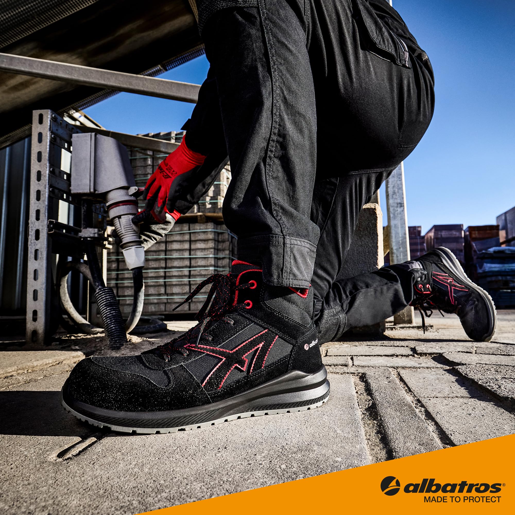 Albatros Clifton Mid 638700210000045 Clifton MID SRC 638700210000045 Botas de seguridad S3 (UE): 45 Negro, Rojo 1 Durable y ResistenteUnisex adulto