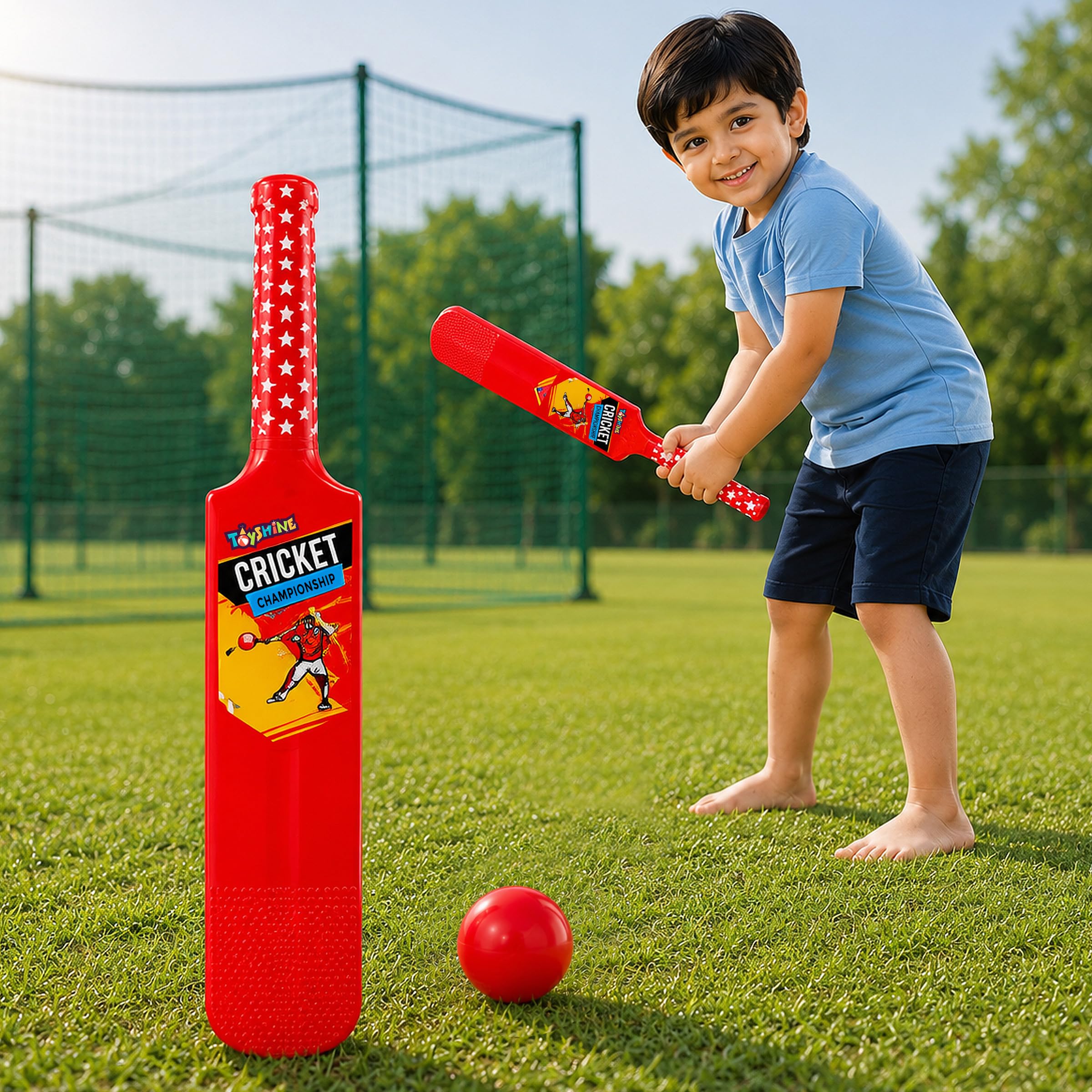 Toyshine Bat and Ball Junior Cricket Combo Size 1 Indoor Outdoor Sports Game Toy for Kids 2 to 4 Years Physical Activity Kids Sports - Multicolor-picture-35