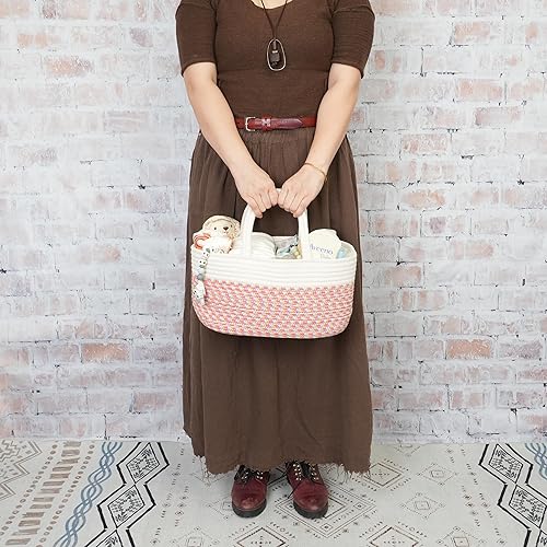 Miniatura 3 de XUANGUO Organizador de pañales para bebé para niñas y niños, cesta de almacenamiento de cuerda, cesta de almacenamiento portátil para cambiador,