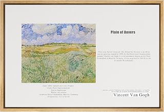 SIGNLEADER Framed Canvas Print Wall Art Van Gogh Plain of Auvers Decorative Brushstroke Illustrations Fine Art Colorful Multicolor Ultra for Living Room, Bedroom, Office - 24"x36" NATURAL