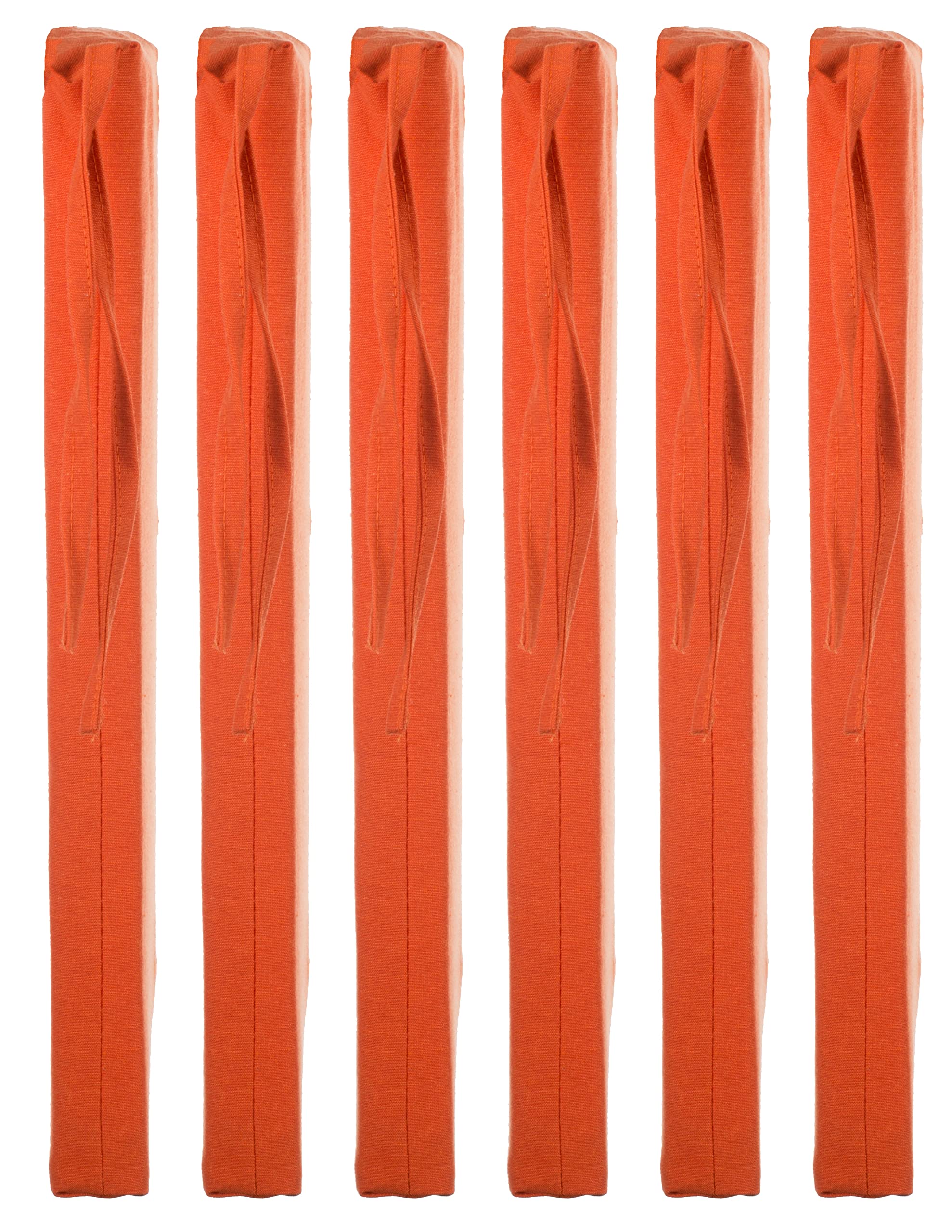 Brandsseller Juego de 6 Cojines para Sillas 40x40 cm Acabado Liso – Cómodas Almohadillas de Asiento con Lazos y Funda extraíble – Cojines Decorativos para Interior y Exterior – Naranja