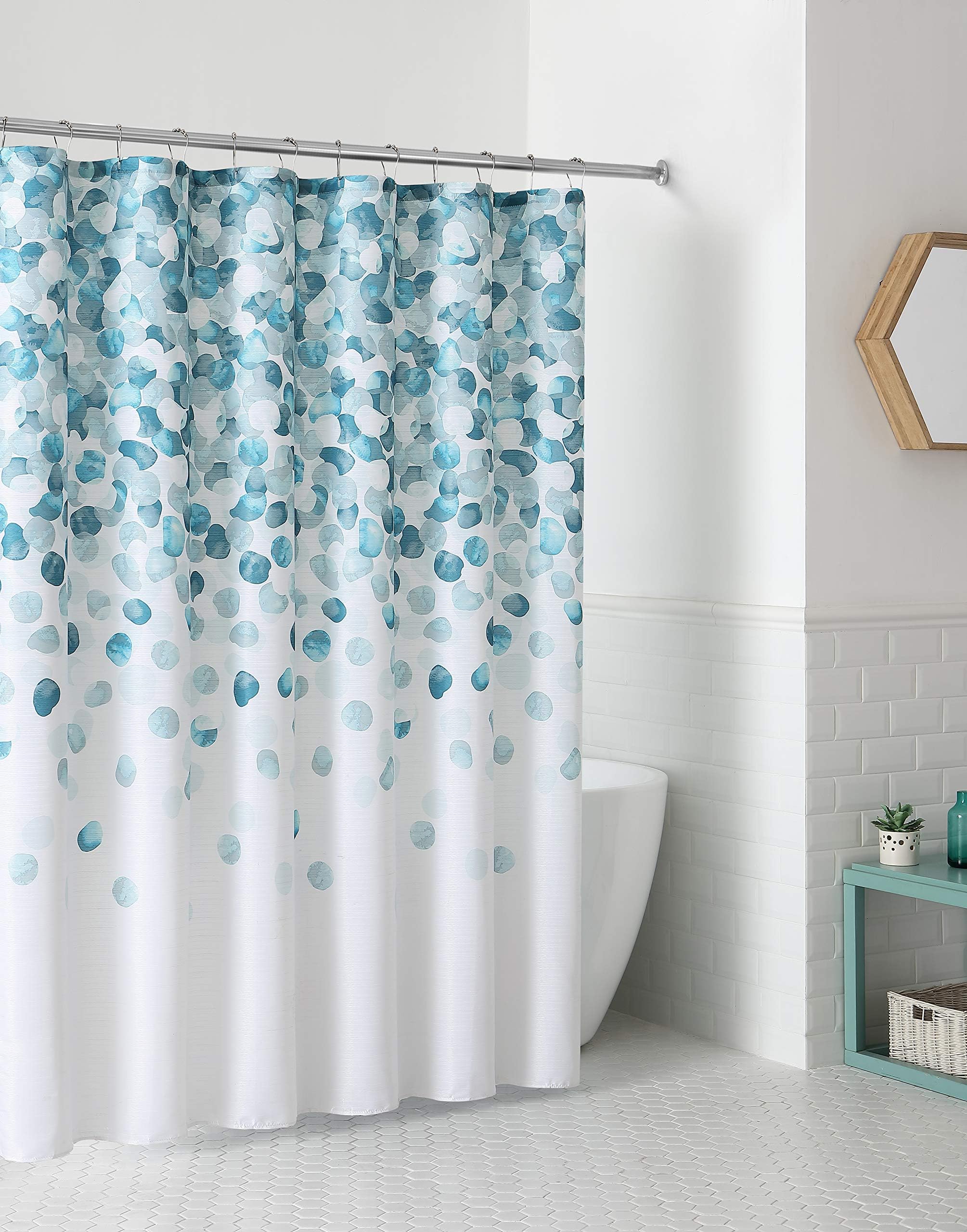 Teal And Gray Shower Curtain