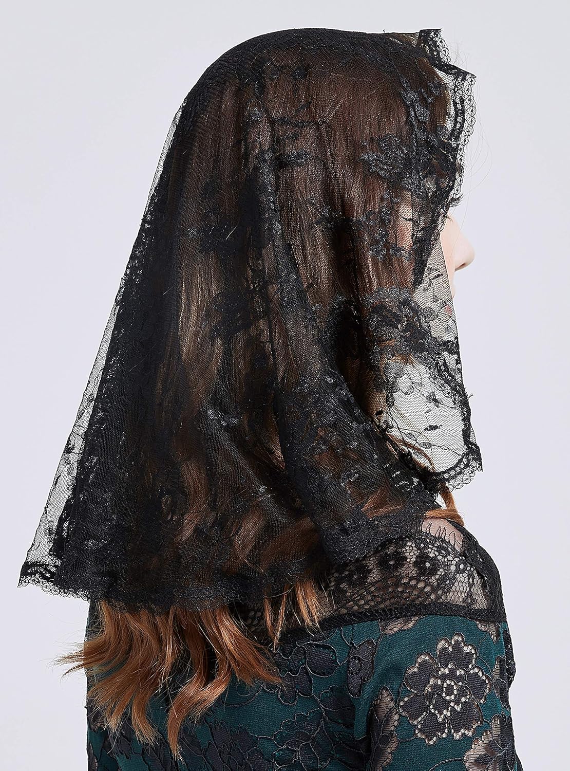 Floral Lace Mantilla veil Head coverings for Church Latin Mass - Image 6