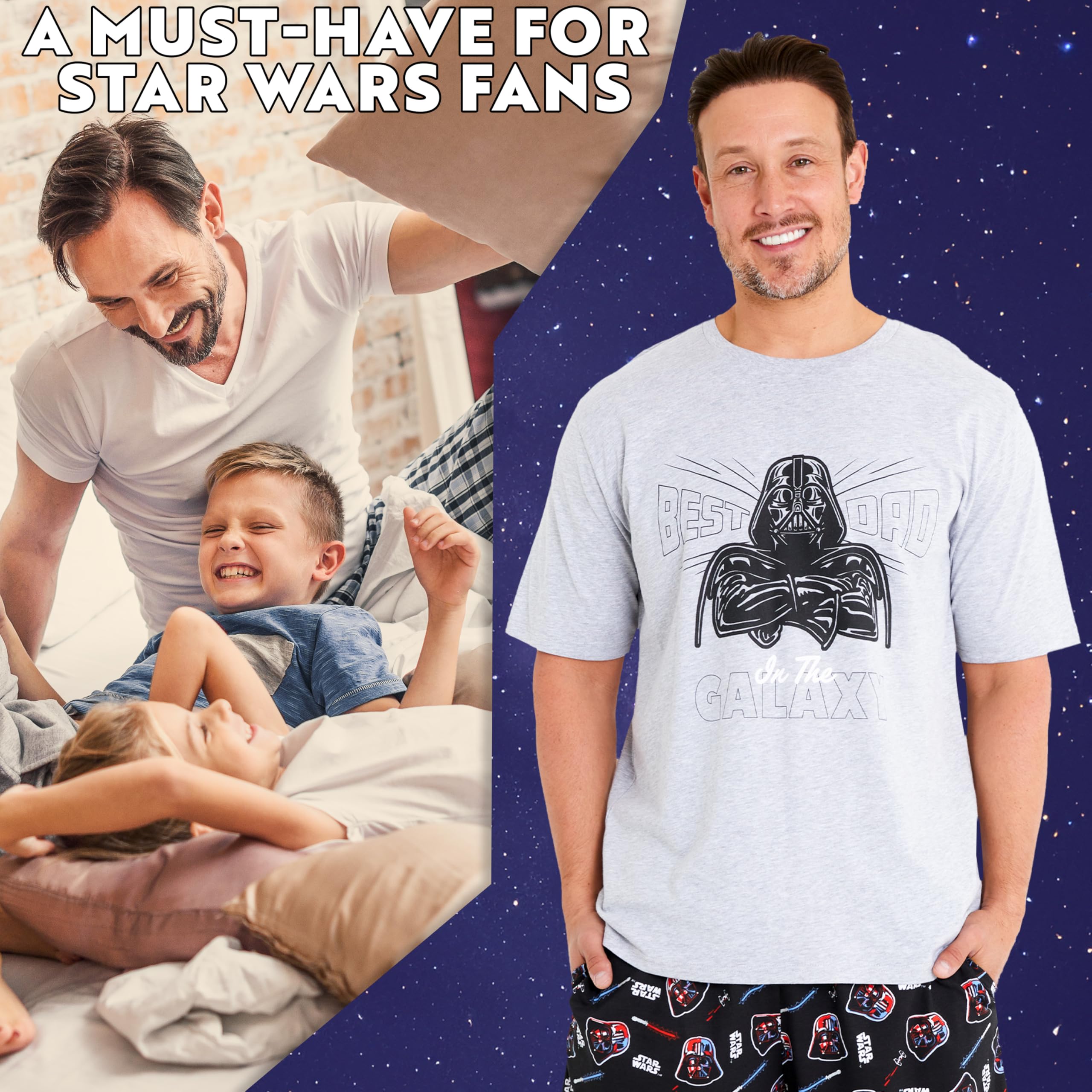 Disney Star Wars męska krótka piżama, odzież domowa dla taty