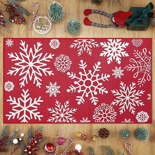 Miniatura 18 de CAROMIO Tapete decorativo de Navidad para puerta delantera, tapete de bienvenida lavable, para interiores y exteriores, antideslizante, tapete