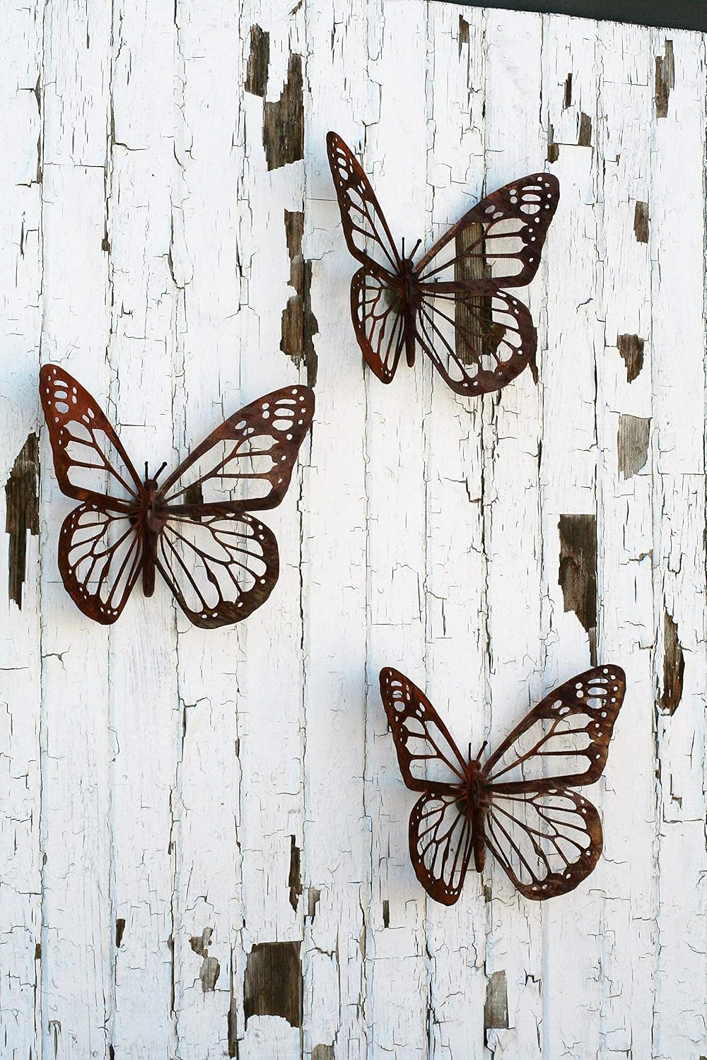 Giant Metal Monarch Butterfly Wall Art Decor 15 to 36 Inches Wide (Naturally Rusted, 24" Wide)