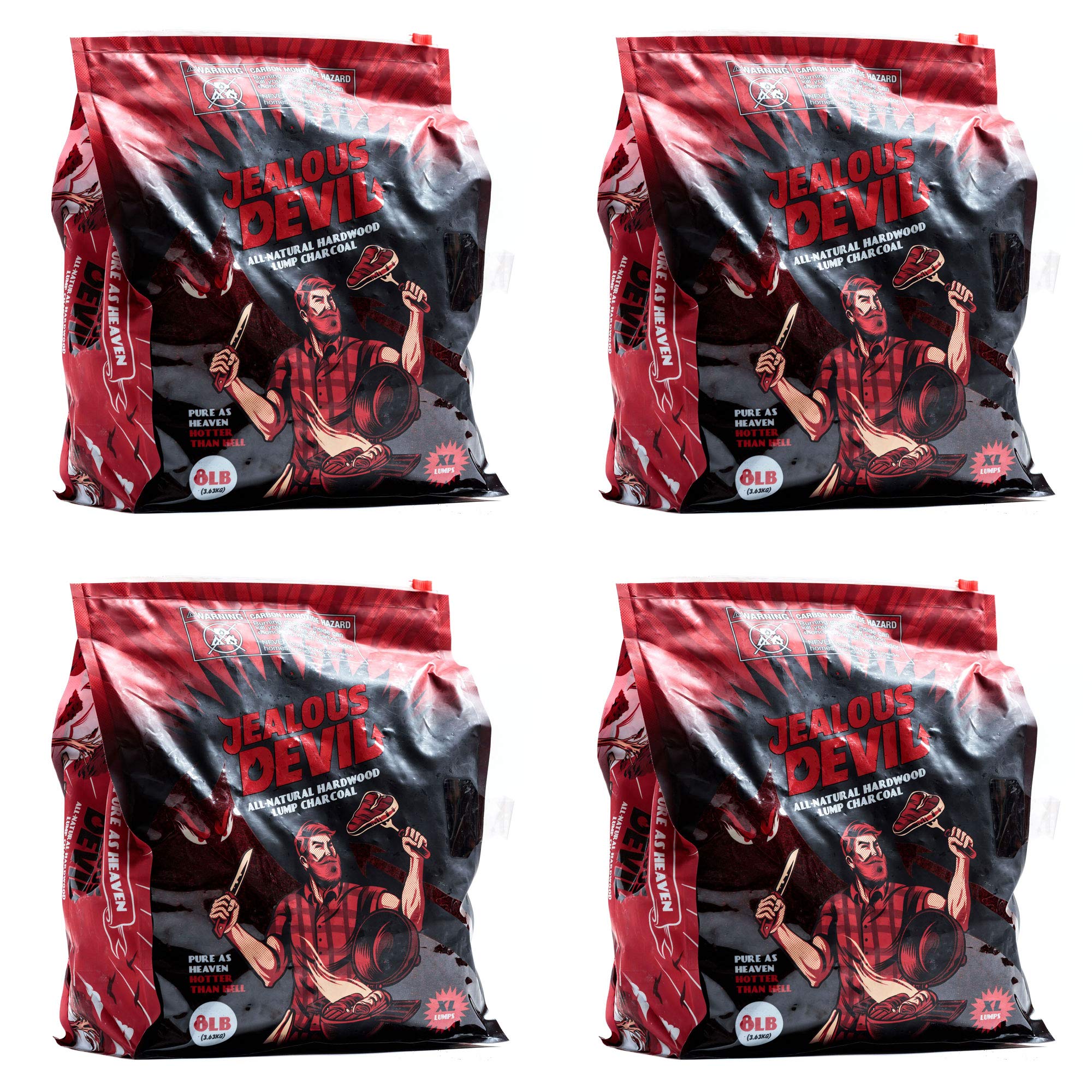 Jealous Devil All Natural Hardwood Lump Charcoal 8lb 4-Pack
