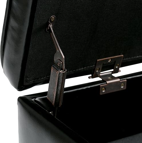 Miniatura 37 de SIMPLIHOME Cosmopolitan - Banco otomano rectangular de transición de 44 pulgadas de ancho con parte inferior abierta en piel sintética vegana gris