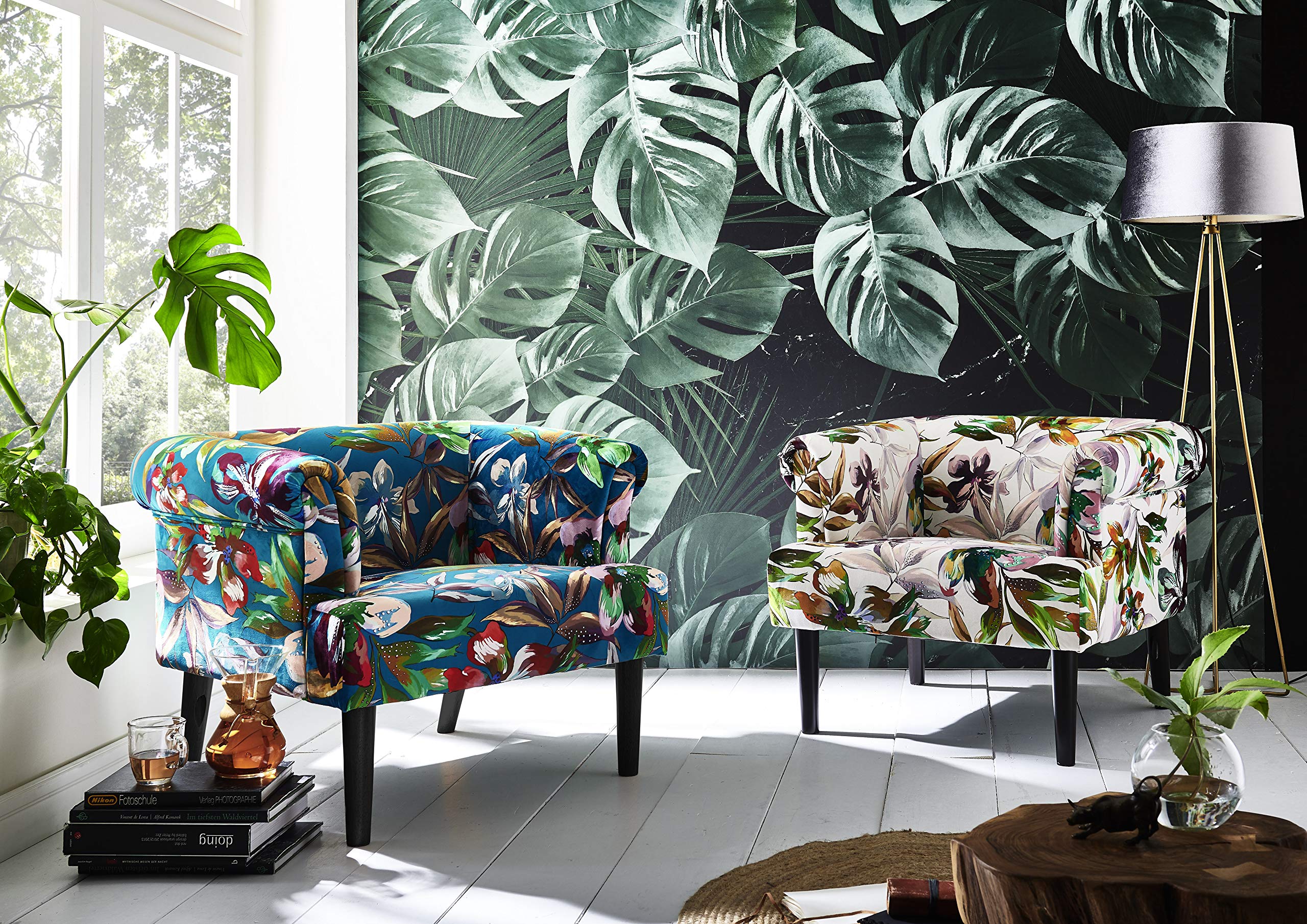 Fauteuil Charlie Atlantic Home Collection, Fauteuil avec Pieds en Bois