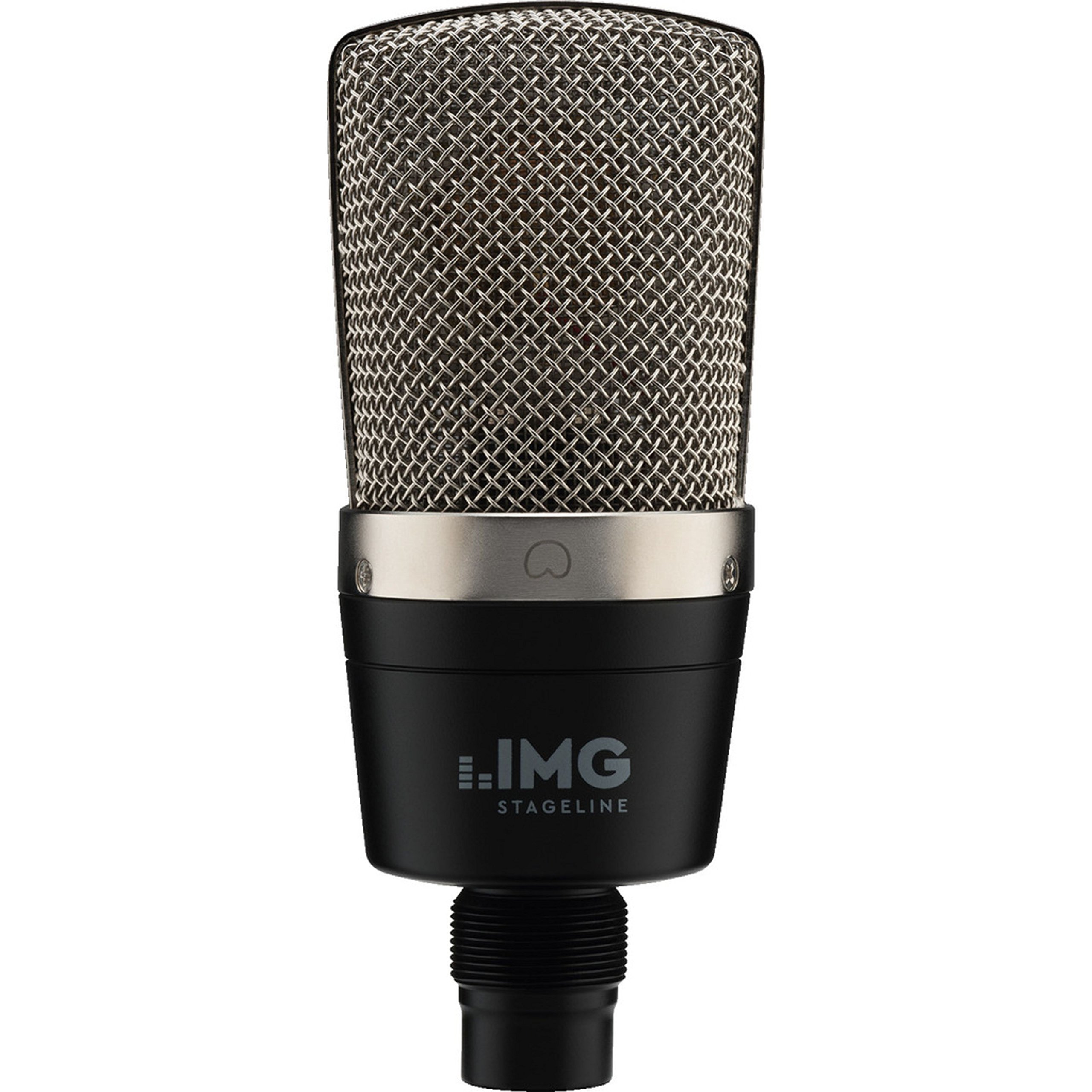 IMG STAGELINE ECMS-60 Large Diaphragm Condenser Microphone, Vocal and Instrument Microphone for Professional Studio Use, Includes Microphone Holder, Adapter Screw and Leather Case, Black/Silver