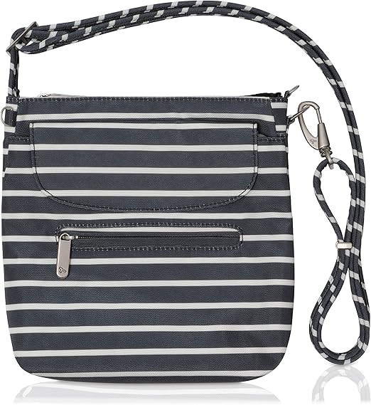 Travelon Anti-Theft Classic Mini Shoulder Bag (Black w/White Stripe - Exclusive Color)