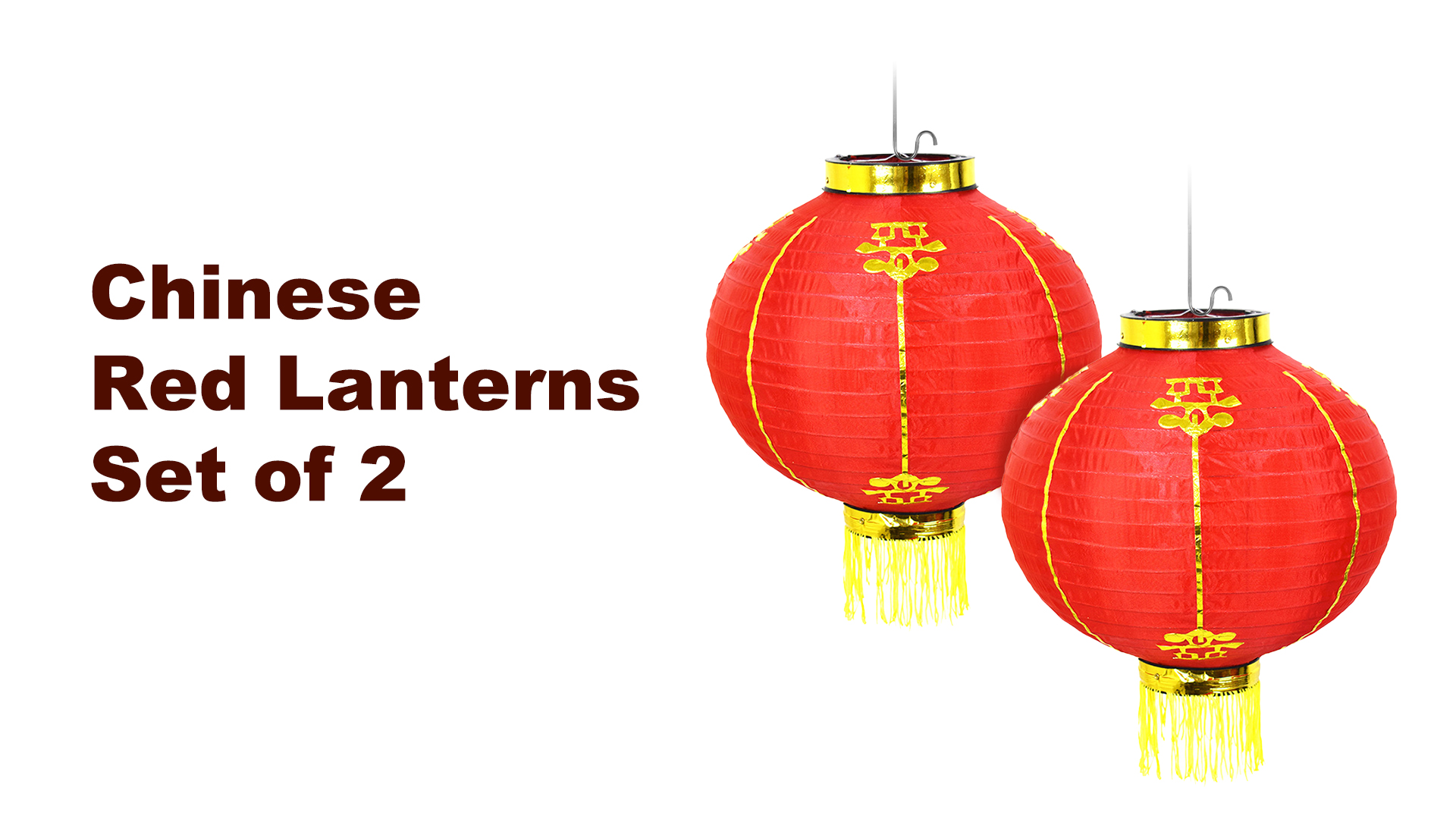 AMS 12-Inch Chinese Red Paper Lanterns Set of 2 Hanging