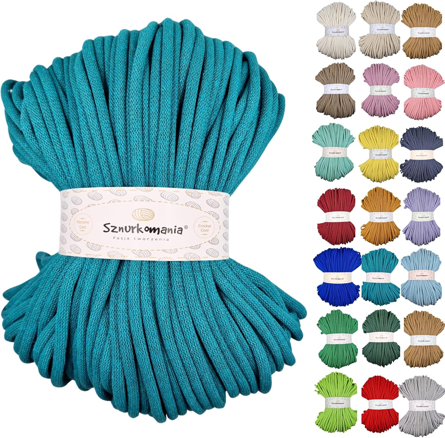 Cotton Cord 9mm 109 Yards, Multicolors, Macrame Cord 100m, Crochet Cord, Yarn, Cotton Yarn, Braided Cotton Cord 9mm with core, Macrame Rope (Emerald)