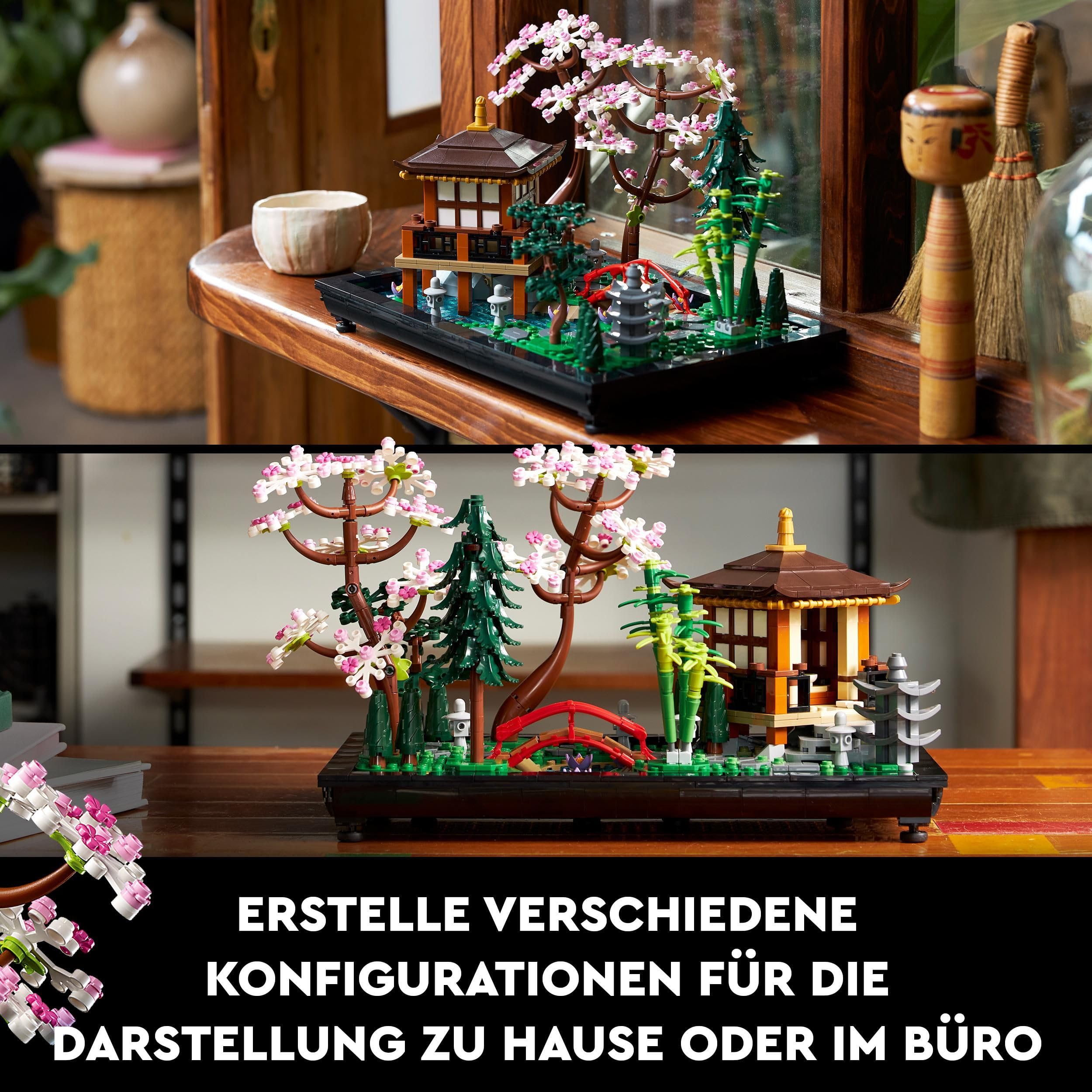 LEGO Icons Garten der Stille - Modell zum Bauen und Ausstellen - Japanische Oase mit Pavillon, Brücke, Koi-Karpfen, Lotusblumen, Bäumen - DIY Deko - Geschenk für Frauen und Männer - 10315