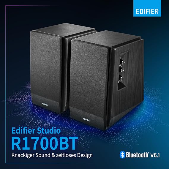 Edifier R1700BT Active Bookshelf Speaker with Built-In Amplifier, Black