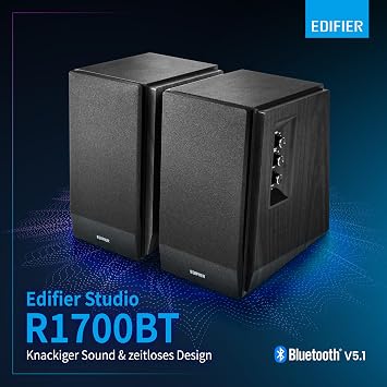 Edifier R1700BT Active Bookshelf Speaker with Built-In Amplifier, Black