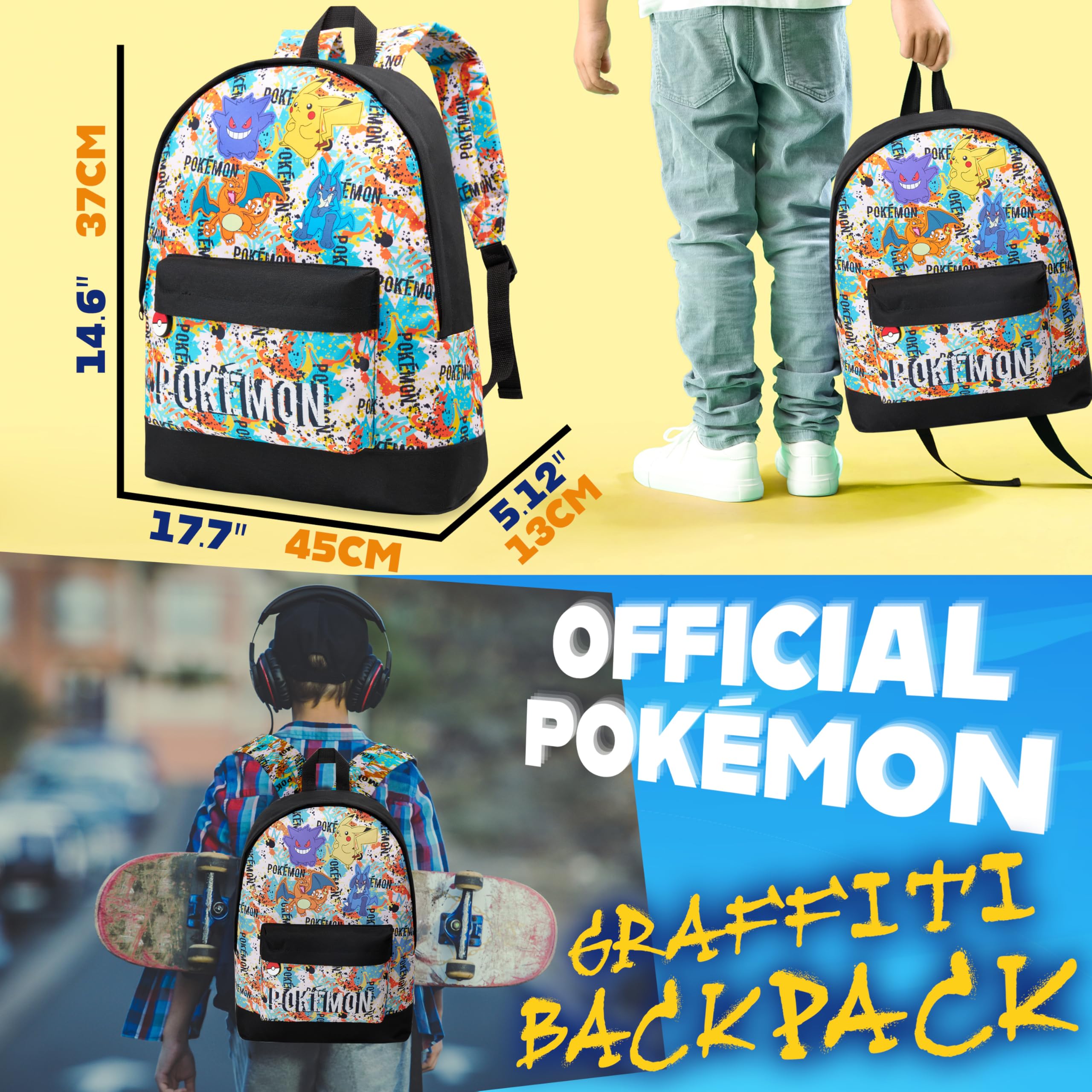 Pokémon Zainetto Bambino Adolescenti Pikachu Charizard Zaino Scuola Zaini Sportivi per Viaggi e Sport Anime Regali Bambini