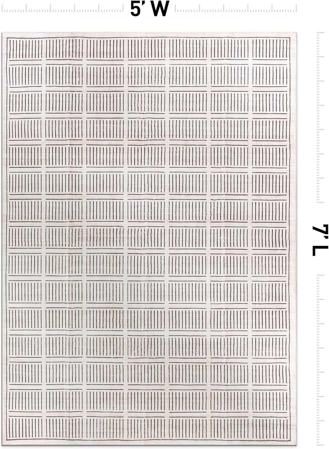 Rugshop Bohemian Stripe Lines Washable Non Slip Area Rug 5' x 7' Ivory Ivory 5' x 7' (Rectangular)