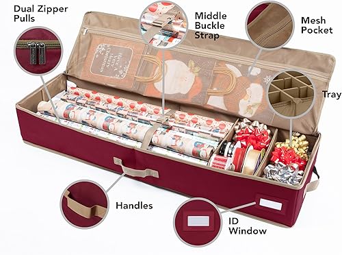 Miniatura 5 de Organizador de lujo para envoltorios de regalo Covermates Keepsakes, puede almacenar hasta 15 rollos de papel largos, hecho de material resistente,