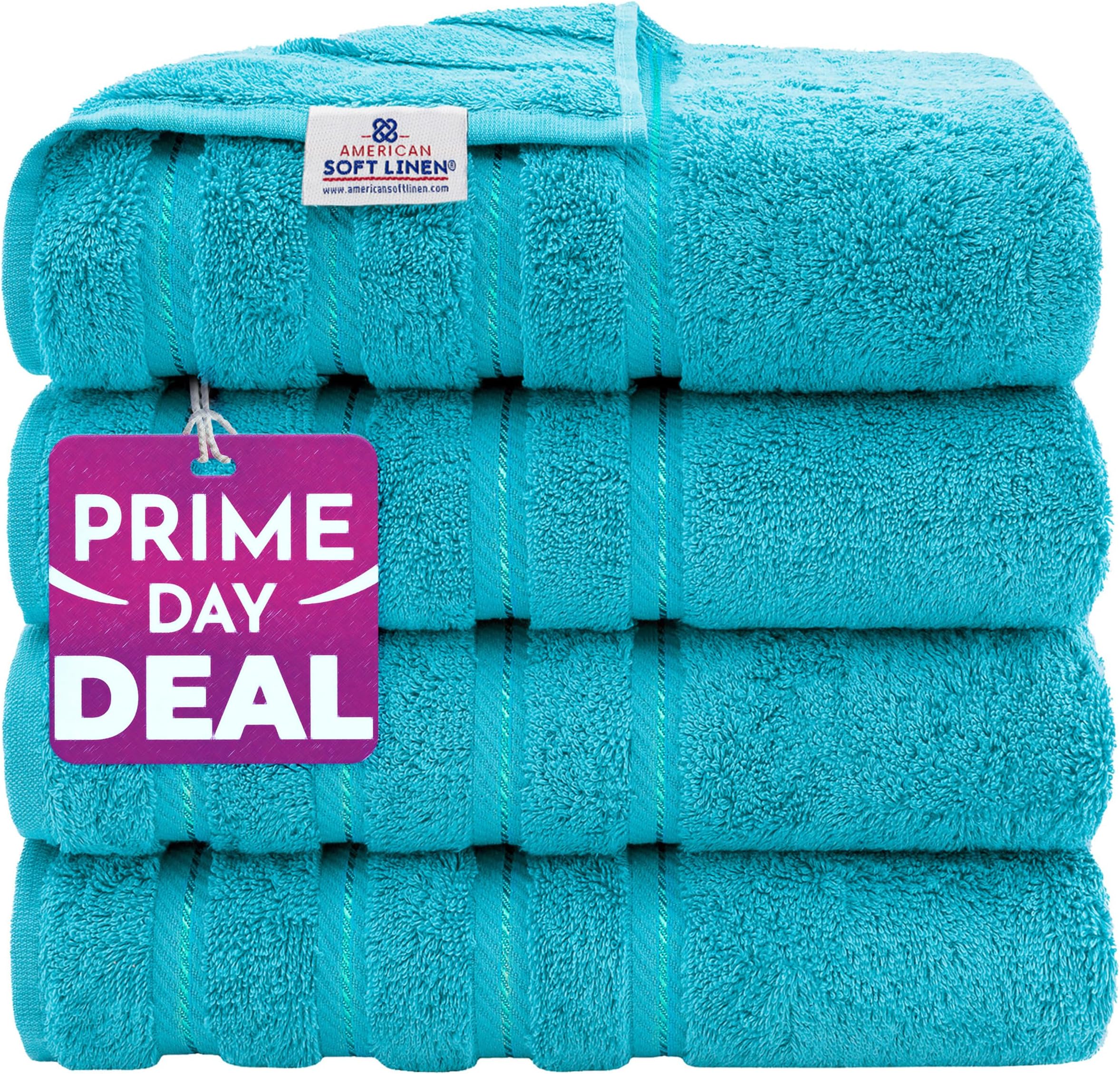 American Soft Linen 100% Cotton Luxury Turkish Towels, 4 PC Bath Towel Set