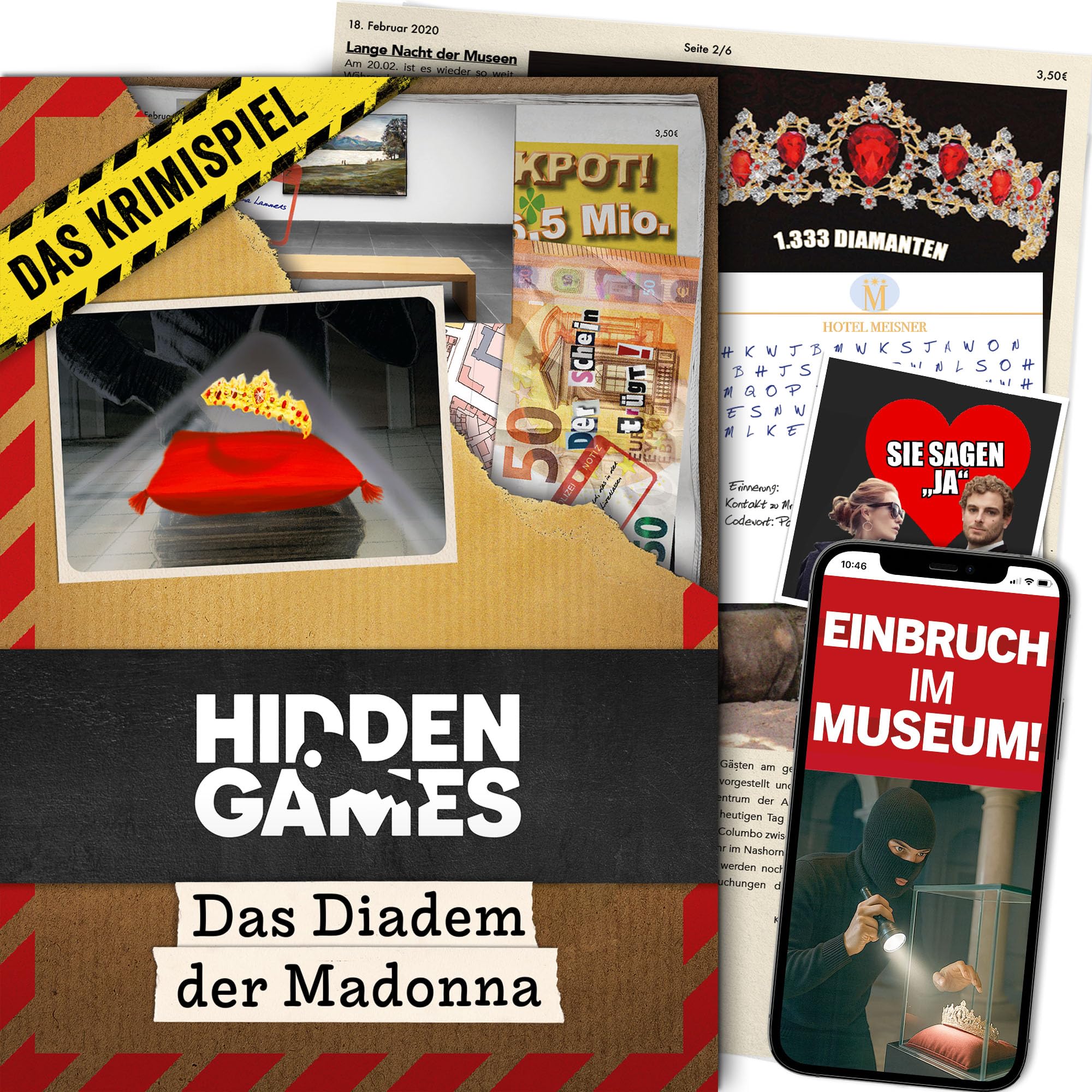 Hidden Games Tatort - Das Diadem der Madonna, Krimispiel für Erwachsene, Detektivspiel, Cold Case, Fallakte lösen, Krimispiele für zu Hause, Escape Room Spiel, Mordfall lösen Spiel