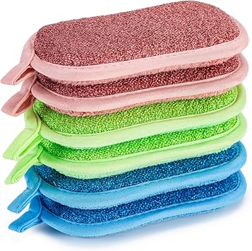 Non Scratch Scrub Sponge-6pack, Dual-Sided Sponges KitchenM, 3 Color