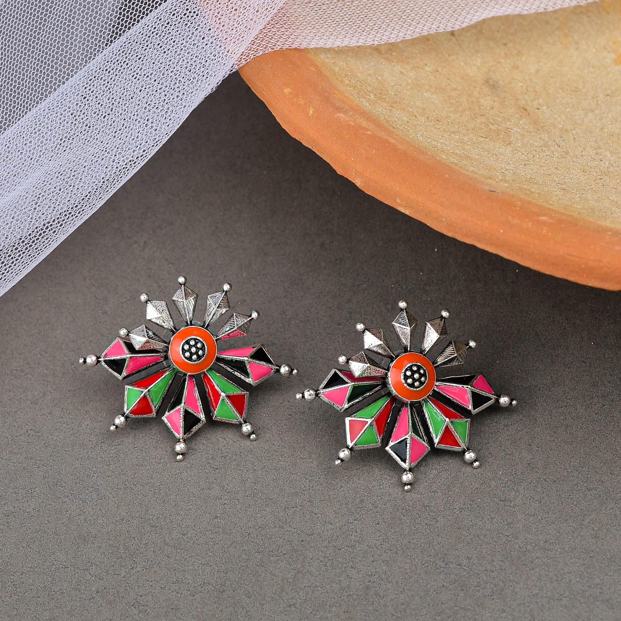 Folklore Enamel Edgy Earrings