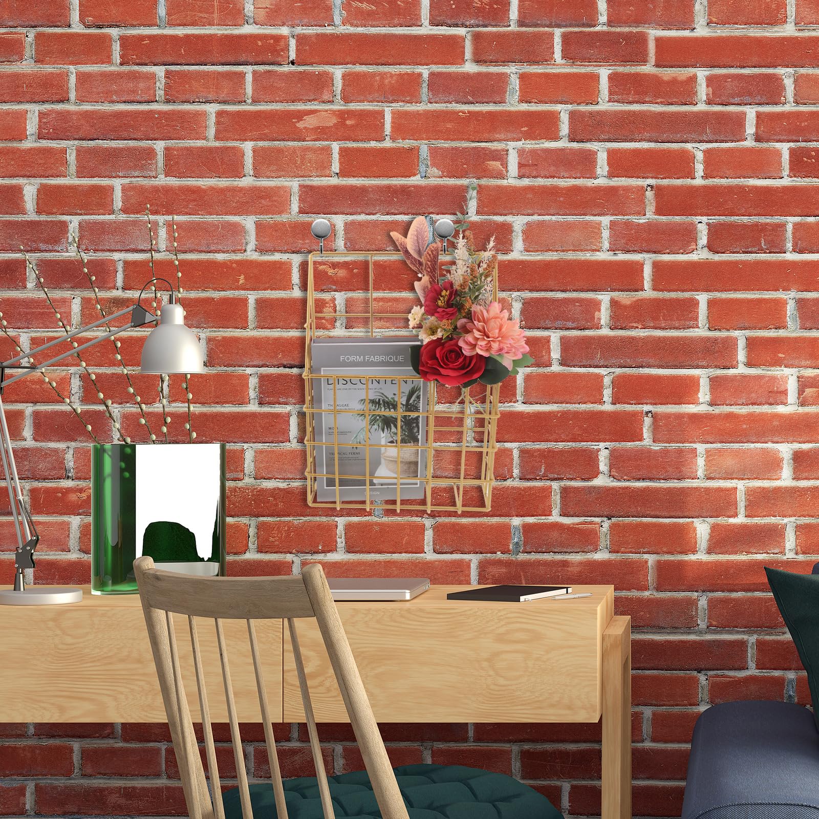 Cabilock Revistero de Pared Metálico Dorado Estantes para Periódicos, Diseño Moderno y Artesanal de Hierro Resistente para Organización en Oficina