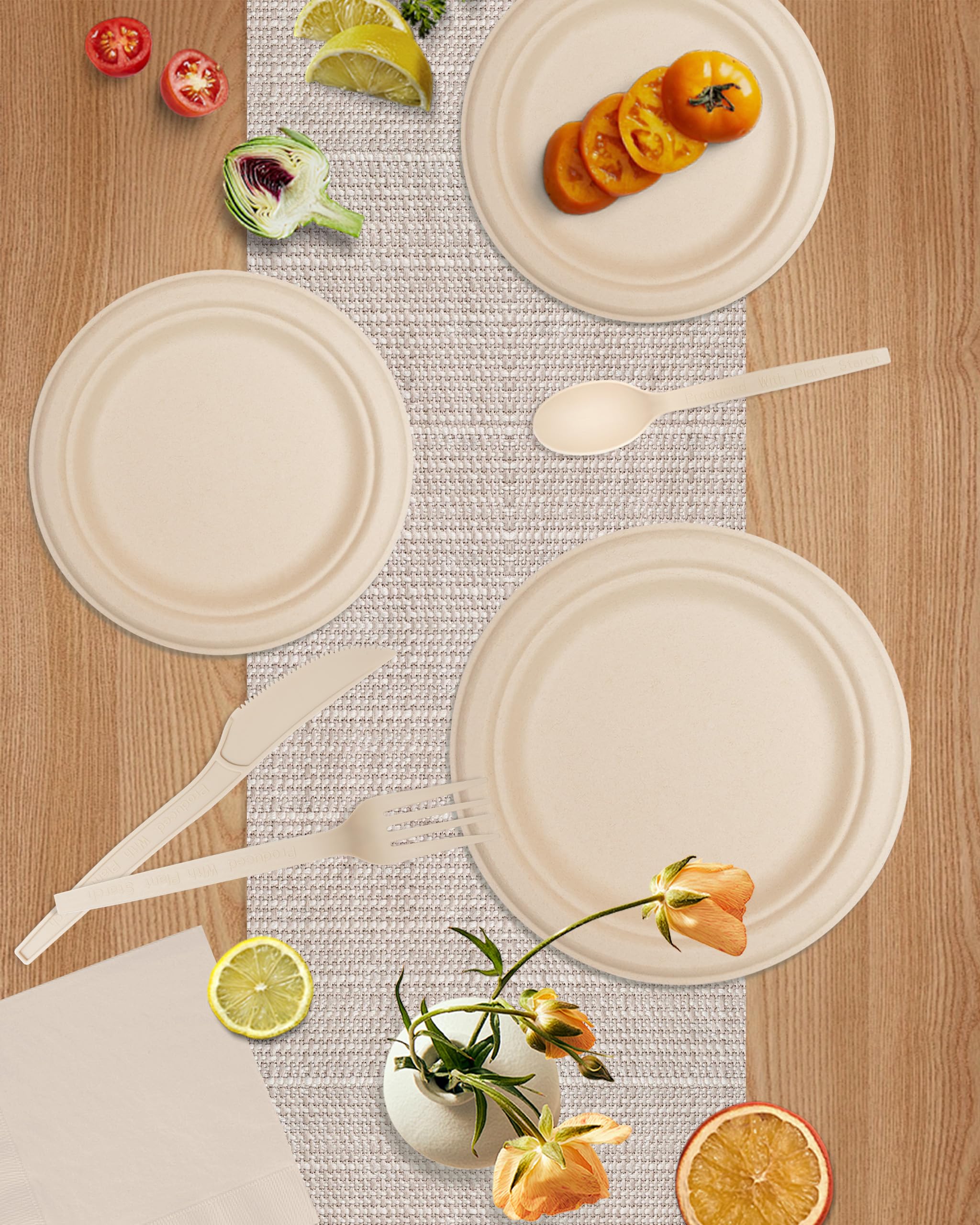 Eco-Friendly Disposable Plates - 300 Pack -8