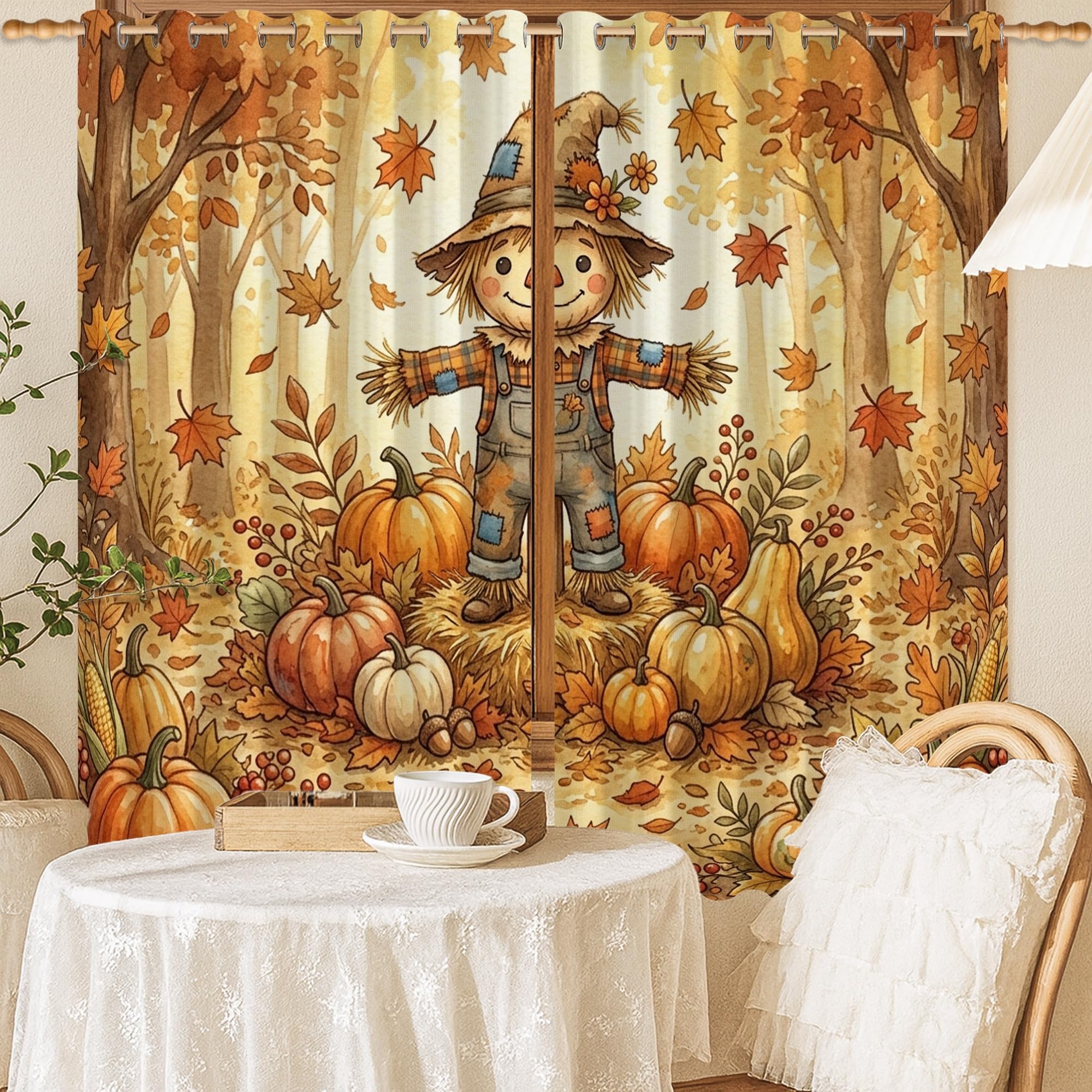 Rideaux occultants citrouilles anti-lumière et froid pour fenêtre chambre