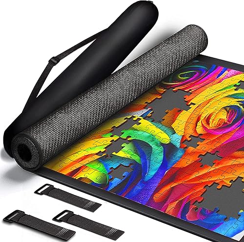 Tapete enrollable para rompecabezas, organizador portátil grande de 46 x 26 pulgadas para hasta 1500 piezas, protege rompecabezas terminados y sin