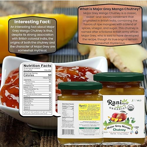 Miniatura 2 de Rani Organic Major Grey Mango Chutney Indian Preserve Tarro de vidrio de 105 onzas 1058oz listo para comer totalmente natural vegano sin gluten sin