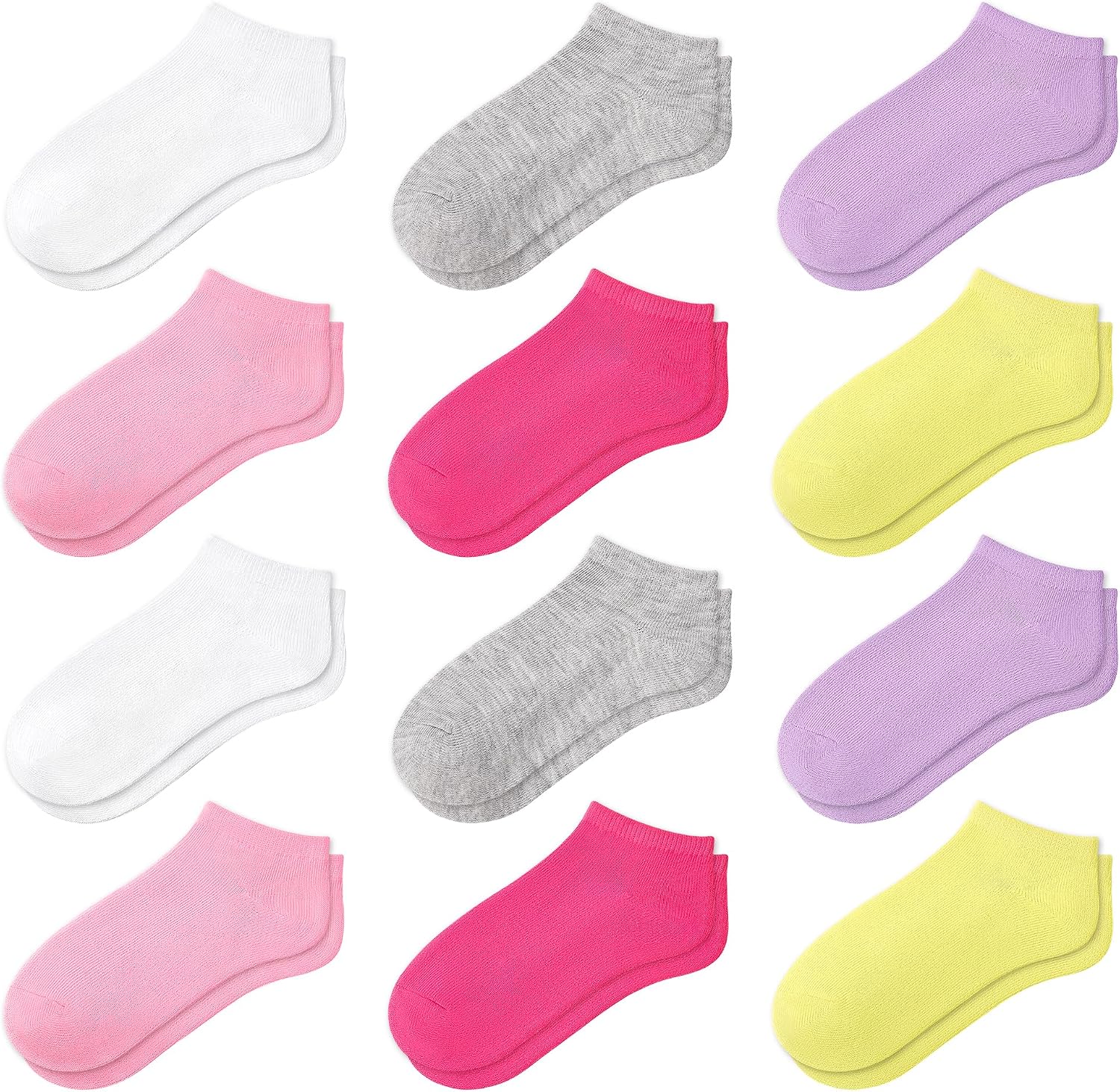 12 Pairs Girls Socks Ankle Low Cut Sock School for Kid Girls for 1-13 Years