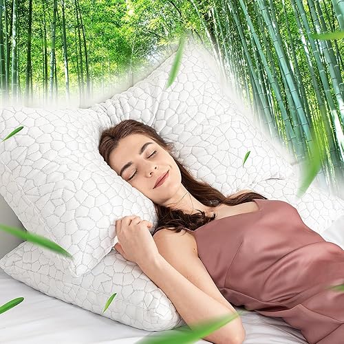 Miniatura 17 de SUPA MODERN Almohadas de cama refrescantes para dormir, 1 paquete de almohadas de espuma viscoelástica trituradas, almohada fresca ajustable