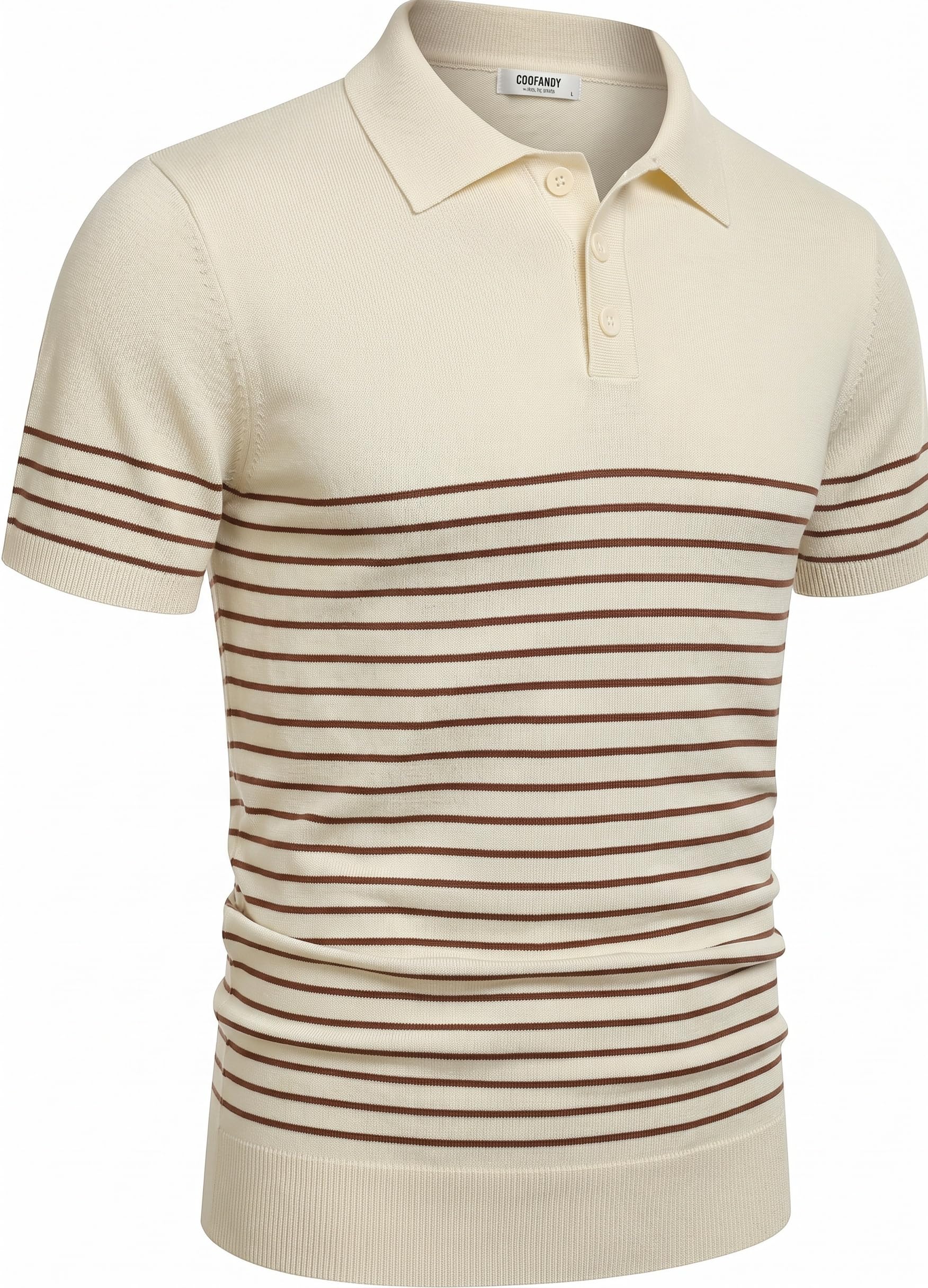 COOFANDY Polo Homme Rayures Tricot Manches Courtes Regular Fit Bureau Été Casual Travail Fête Élégant Polo Golf
