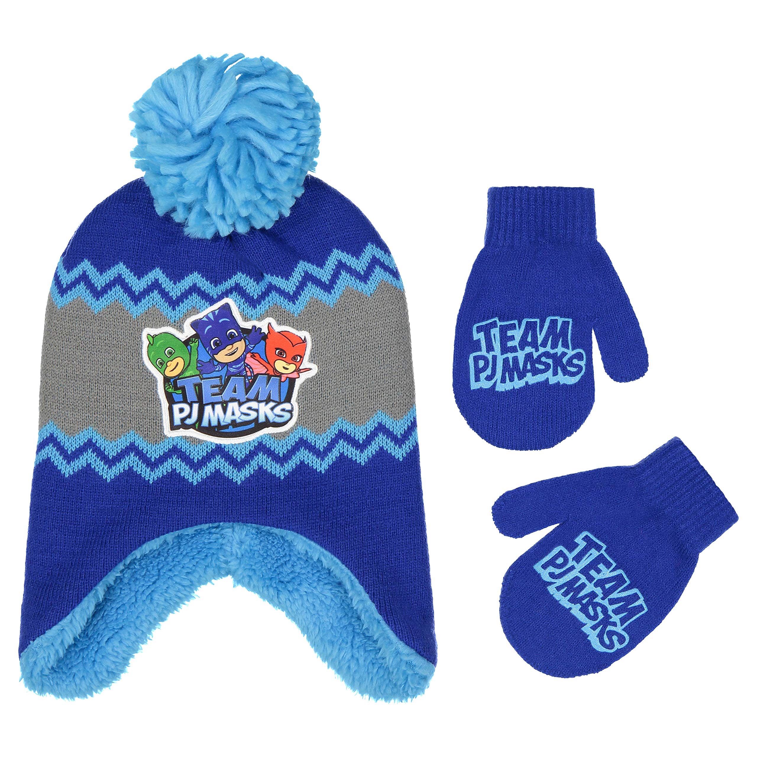 PJ Masks Boys' Winter Accessory Hat and Mittens Set, Toddler Beanie for Kids