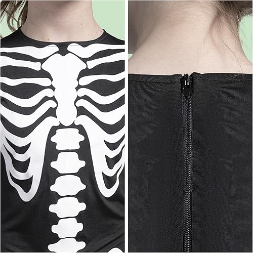 Miniatura 4 de Spooktacular Creations Disfraz de esqueleto para niños, overol unisex de esqueleto que brilla en la oscuridad con guantes para niños y niñas