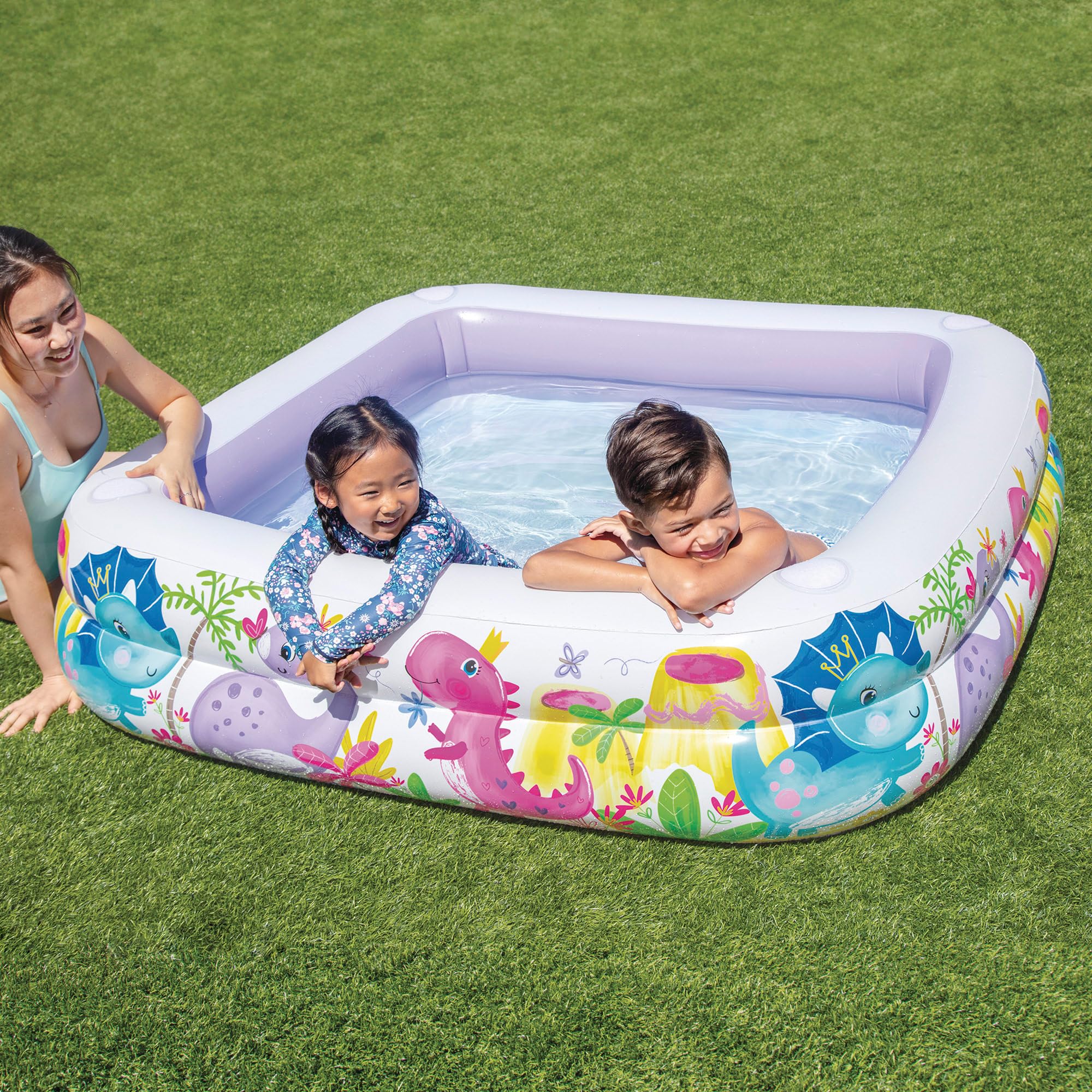 Intex Piscina Hinchable Infantil, 157x157x122 cm, 295 litros, con toldo Desmontable, Diseño acuático, Tapón de desagüe, Uso Exterior, Vinilo Resistente, Parche de reparación Incluido, +2 años (57470)