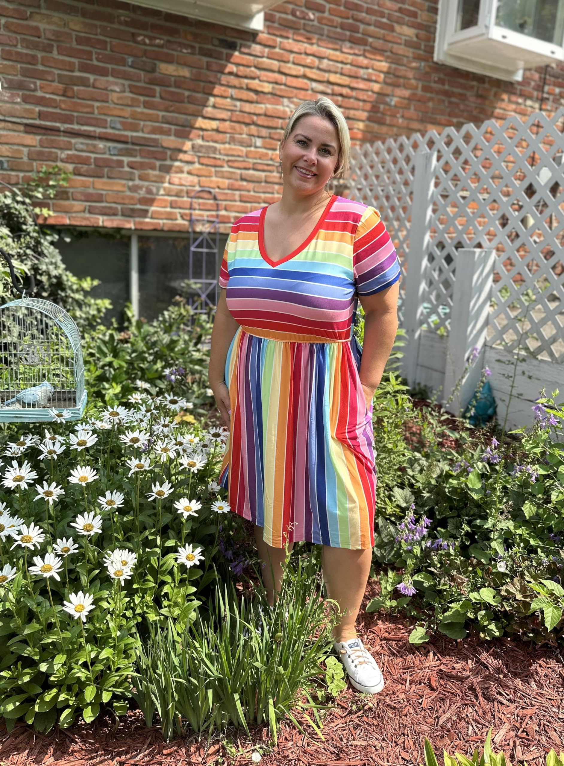 RITERA Vestidos de talla grande para mujer con curvas, vestido de verano de manga corta, cuello en V, cintura alta, vestido casual de retazos, XL-5XL